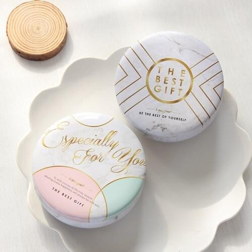 New Simple Marble Pattern Tin Storage Box Baking Floral Cookie DIY Cute Tin Storage Box For Children Gifts Dessert Storage Box