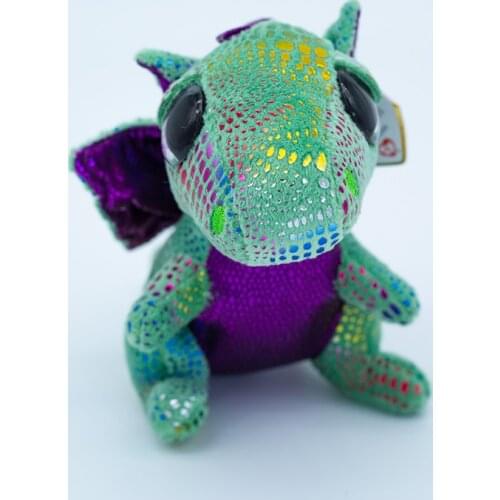 New 6" 15cm Ty Big Eyes Pea Velvet Cinder Green Purple Dragon Animal Toy Collectible Boy Girl Birthday Christmas Gift