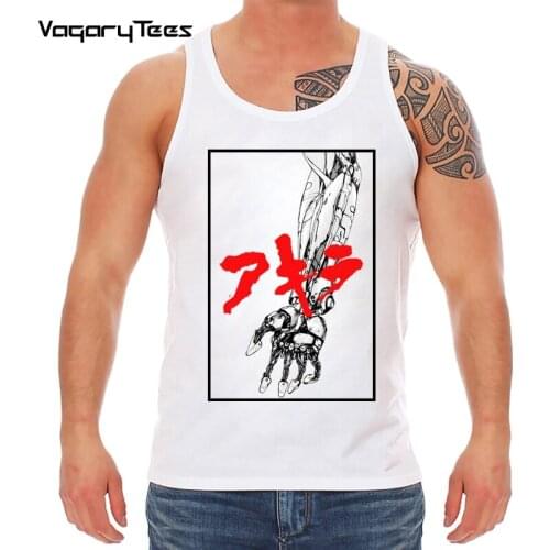 New Fashion O-Neck Active Akira Arm Tetsuo Tank-top Mens Neo Tokyo Round Neck Graphic Vest Japan Manga Tops