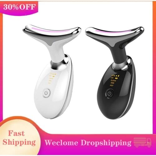 New Neck Beauty Device 3 Colors LED Photon Therapy skin care&EMS lifting neck face Skin Tighten Anti Wrinkle face massager