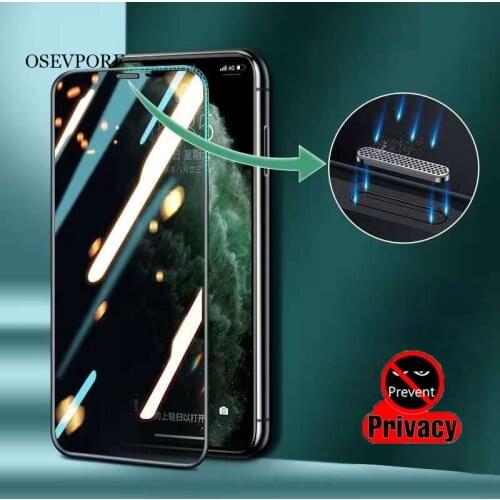 Anti Spy Tempered Glass for iPhone 12 11 Pro 8 7 6 6S Plus Full Protection Film for iPhone X XR XS Max 12 Mini SE2 Dust Net Glas