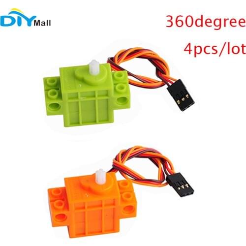4pcs/lot 9g Servo Geek Servo 360 Degree Rotation Servo for Micro:bit Lego Robot Smart Car DIY Green Orange for Geekservo