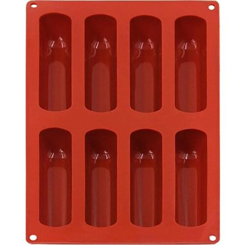 Silicone Forms Long Strip Finger Biscuit Silicone Mold 8 Holes Oven Cake Puff Ice Mould Tray Bakeware DIY Kitchen Baking Tools