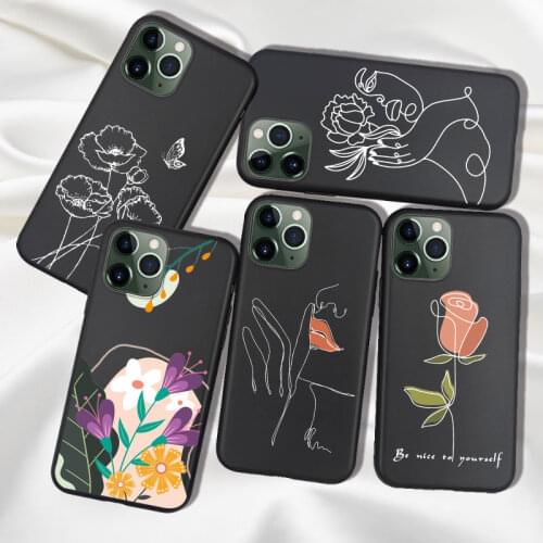 Art Line Pattern Silicone Case For iPhone 11 7 8 Plus 6 6S X XR SE 2020 XS MAX 12 11 Pro Max 12 Mini Case TPU Phone Cover Bumper