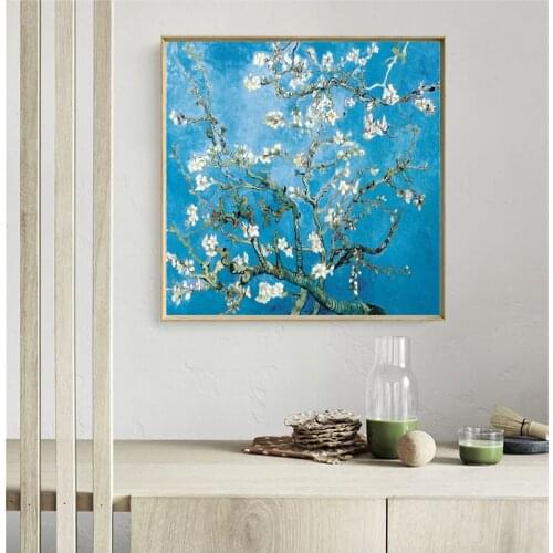 Modern Impressionism Vincent Van Gogh Famous Almond Blossom Flower Prints Pictur Wall Art Canvas Poster Nordic Decoration Home