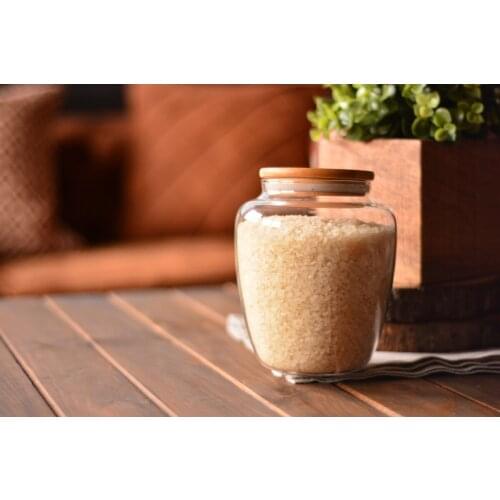 Rella Glass Jar Large | Home-Kitchen | Bamboo-Glass Container | Made in Turkey