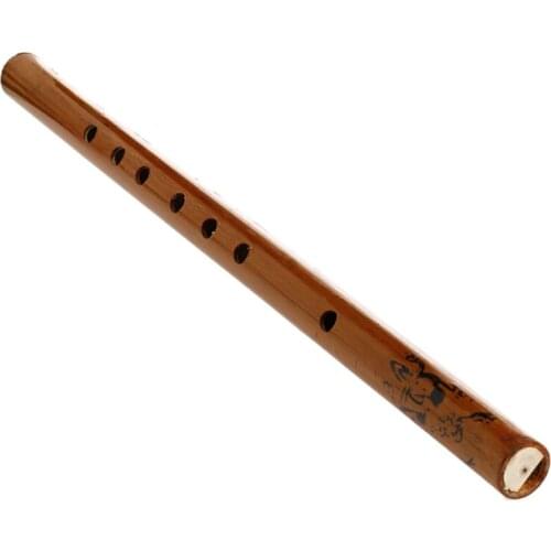 Traditional 6 Hole Bamboo Flute Clarinet Student Musical Instrument Wood Color U7EF
