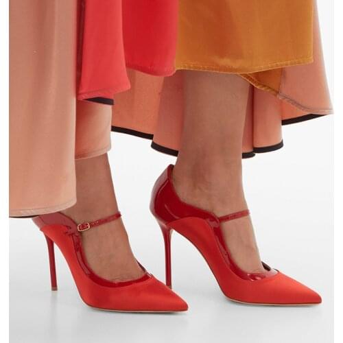 Sexy High Heels Pumps Thin Heels Mary Jane Shoes Woman Shallow Buckle Strap Party Pointed Toe Sandalias Single Shoe Summer Sanda