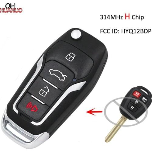 Upgraded Flip Remote Car Key Fob 314 MHz H Chip for Toyota RAV4 Tacoma 2014-2016 / Scion xB 2013-2015 FCC ID: HYQ12BDP