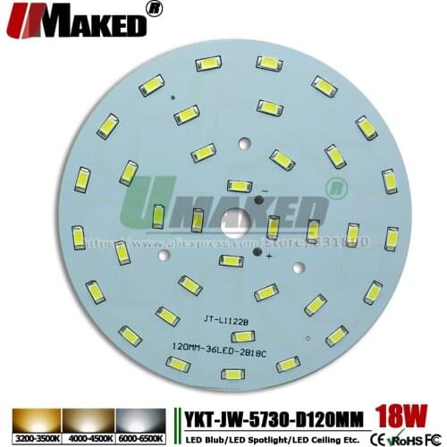 UMAKED 18W 120mm SMD5730 Light PCB Bulb Spotlight Downlight LED Source Install led Chips Aluminum Lamp plate Warm/Natural/White