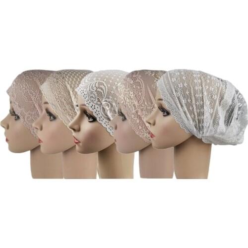 5PCS Women Muslim Inner Cap Arab Lace Hijab Scarf Islamic Headwear Turban Bonnet Hat Bandage Caps Underscarf Hair Loss Covers