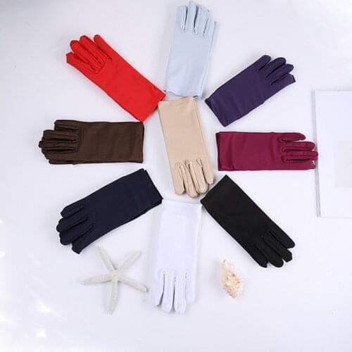 1 Pair Summer Spandex Gloves Women Sunscreen Thin Stretch Solid Color Gloves Lady Drive Gloves Sun Protection Sport Short Gloves