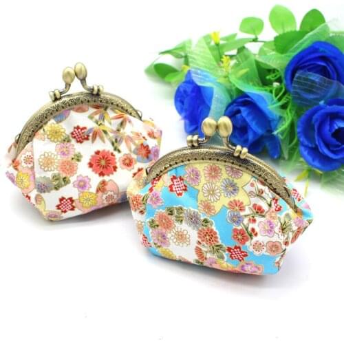 1PC 2019 Hot Cotton Fabric Pocket Purse Japanese Style Printed hand-made Gold Bag Lady Portable Small Purse Mini Wallet