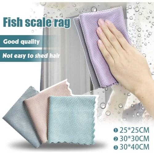 10 pcs Kitchen Wiping Rags Efficient Fish Scale Anti-Grease Wipes Scouring Pad Cleaning Cloth Home Washing Dish Cleaning Towel
