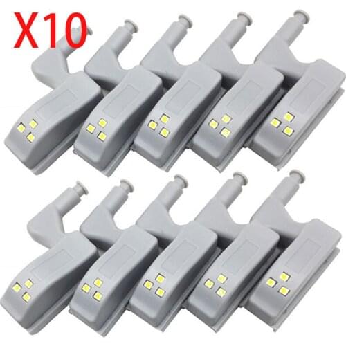 10pcs LED Inner Hinge Lamp Under Cabinet Lights Universal Wardrobe Cupboard Sensor Lights for Bedroom Kitchen Closet Night Lamp