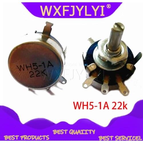 2pcs WH5-1A 22k ohm 3-Terminals Round Shaft Rotary Taper Carbon Potentiometer