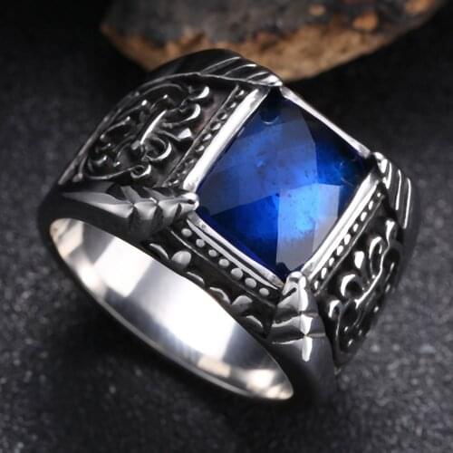 2020 Fashion Luxury Rings For Men Women Trendy Square Blue Zircon Rings Jewelry Wedding Engagement Party Birthday Gifts GJ0001