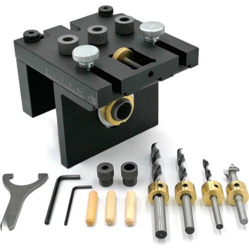 3 in 1 Woodworking Doweling Jig Kit With Positioning Clip Adjustable Drilling Guide Puncher Locator Carpentry Tools