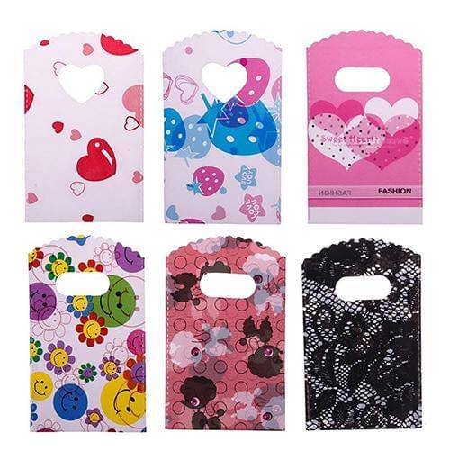 Cartoon Bear Heart Flower Mix Small Mini Gift Pretty Patterns Jewelry Bags 50Pcs