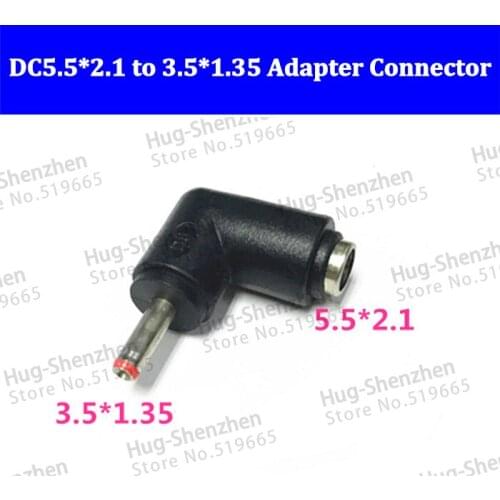 90 Degree Angled DC5.5*2.1mm to 3.5*1.35mm DC Plug Female to Male Charger Power Adapter for laptop ---10pcs/lot