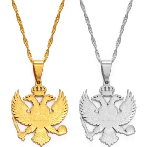 Anniyo Montenegro Pendant Necklaces Women Girls Montenegro Eagle Jewelry Gold/Silver Color Montenegrin #149321
