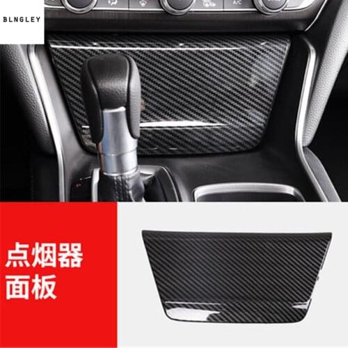 Free shipping 1pc ABS carbon fiber grain Cigarette lighter panel decoration cover for 2018 Honda Accord MK10 car accessories