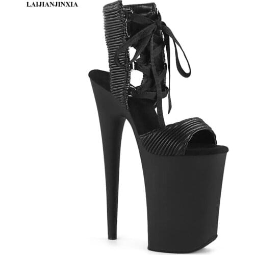 LAIJIANJINXIA New 9inch Stiletto Ankle Boots Platform Women Shoes Sexy Dance Shoes 23 CM High Heels Sandals Pole Dancing Shoes