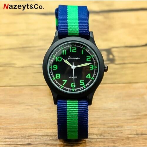 Nazeyt branded luxury children army watch boys and girls sports luminous hands nylon quartz wristwatches clock relogio