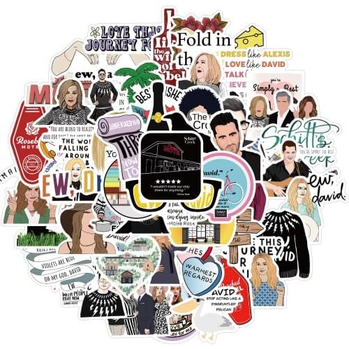 10/50PCS Schitts Creek Tv Show Tv Show Trolley Case Car Bicycle Locomotive Funny Toy Stickers Adult Cute Guitar Trolley Case