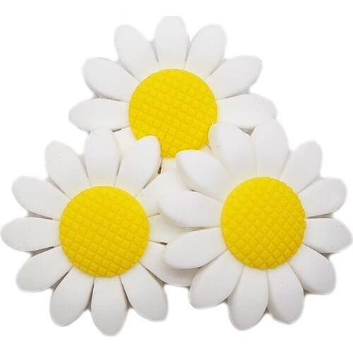 Chenkai 10PCS Silicone Sun Flower Pacifier Teether Beads DIY Baby Shower Dummy Nursing Jewelry Sensory Toy Accessories BPA Free