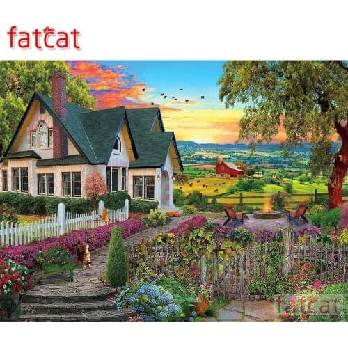 FATCAT Rural landscape house 5d diy diamond painting full square round drill diamond embroidery sale home decoration AE2418