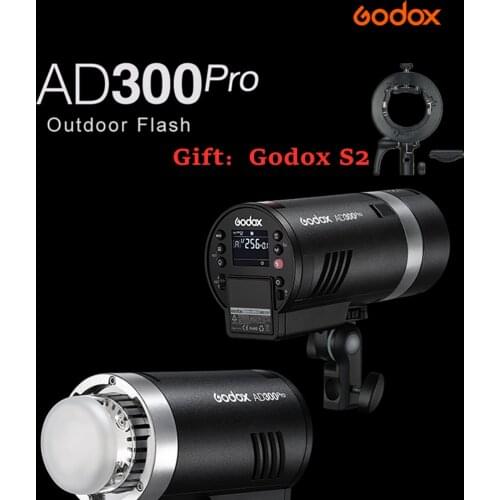 Godox AD300Pro 300W HSS TTL 2.4G 1/8000 light Round Head Outdoor Flash with Lithium Battery AD-E2 bracket for DSLR Cameras