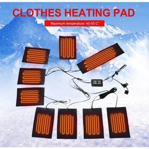 USB Charged Clothes Heating Pad 5V Electric Heating Sheet with 3 Gear Adjustable Temperature Heating Warmer Pad for Vest Jacket