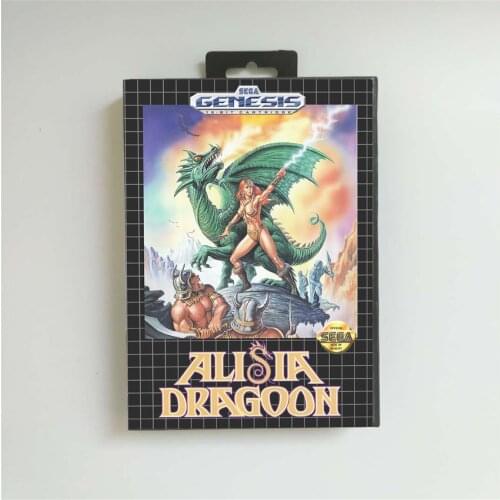 Alisia Dragoon - USA Cover With Retail Box 16 Bit MD Game Card for Sega Megadrive Genesis Video Game Console