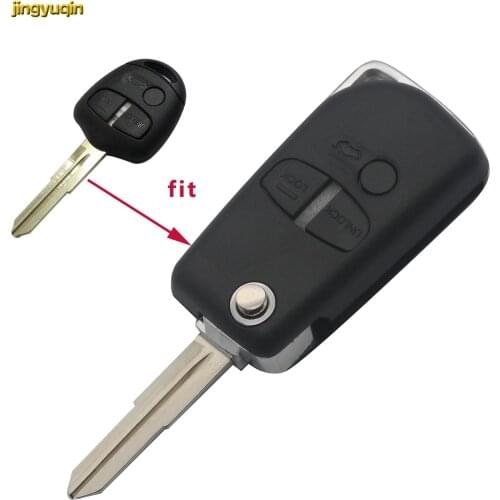 Jingyuqin 3 Buttons Modified Folding Remote Key Shell Case For Mitsubishi Lancer Pajero Sport Triton Outlander Grandis ASX Fob