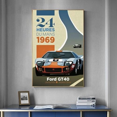 24 Hours Of Le Mans 1969 Ford GT 40 Painting Canvas Print Nordic Home Decor Wall Art Picture For Living Room Frame