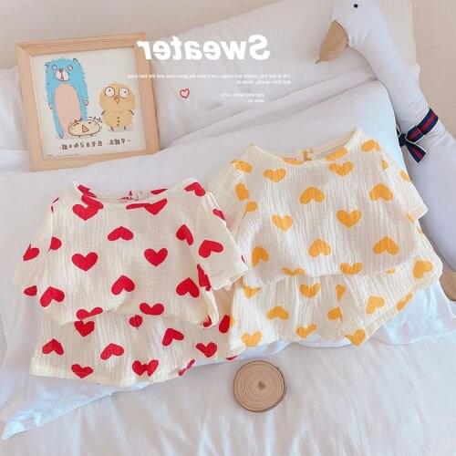 Baby Girls Clothes Set New Love Pattern T-shirt+ Shorts Summer Newborn Toddler Clothes Cotton Infant Baby Girls Clothing Suit