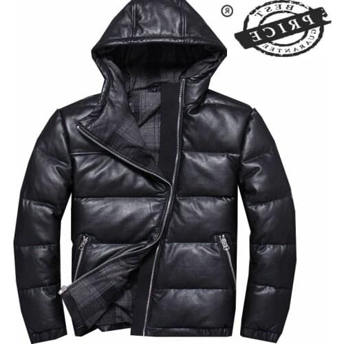 Winter Mens Genuine Leather Jacket Men 100% Real Cow Leather Duck Down Coat Male Motorcycle Leather Jackets Coats 2021