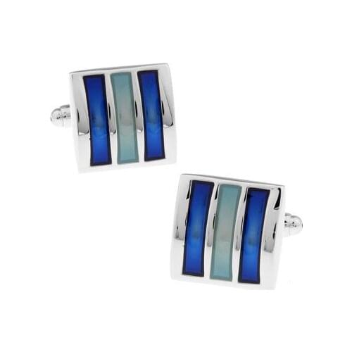 Men Gift Square Cuff Links Wholesale&retail Blue Color Copper Material Fashion Strips Design