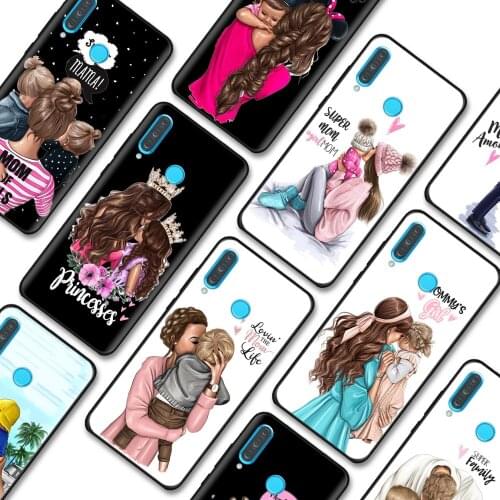 Soft Case for Huawei Y6 Y9 Prime Y5 Y7 2019 Y5p Y6p Y7p Y8p Y6s Y8s Y9s Y9a Black Phone Cases Cover Beautiful mother daughter