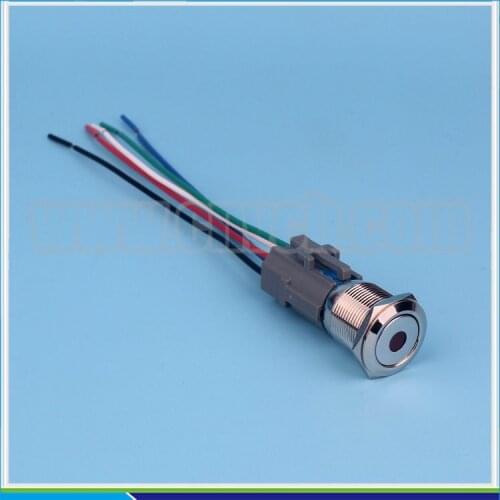 SET 19mm anti vandal 6V/12V/24V/36V dot led latching push button switch with harness set