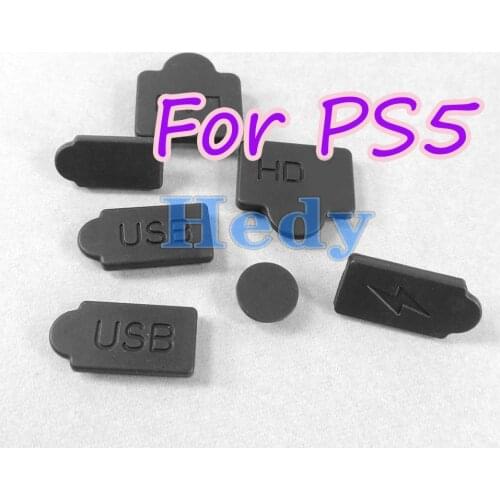 20sets Black Silicone Dust Plugs Set USB HDM Interface Anti-dust Cover Dustproof Plug for PS5 Game Console Accessories Parts