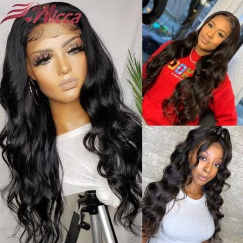Natural ColorLace Front Human Hair Wigs Pre Plucked 180 Density Brazilian Body Wave Wigs Remy Hair 26 Inches For Black Women