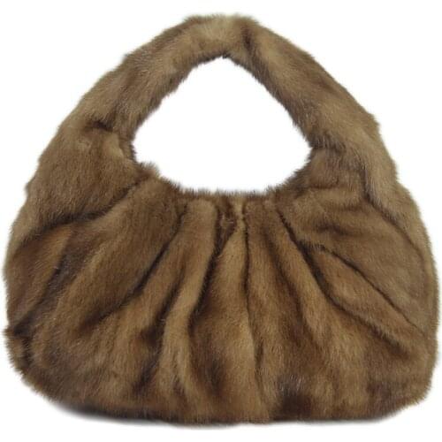 2020 New Mink Fur Handbags Fashion Cloud Bag Commuter Versatile Pleated Bag Soft Luxury Fur Single-shoulder Wrist Bags