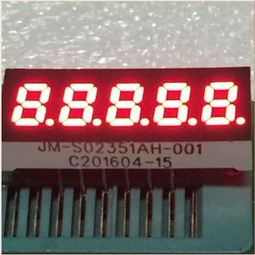 New 5Pcs/Lot 0.23" inch 5 Bit Red LED Display Digital Tube Plastic Metal Common Cathode JM-S02351AH-001 Free Shipping connector