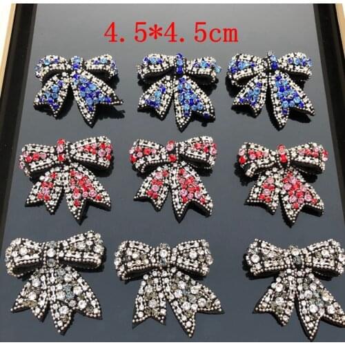 New Hand-Beading Fashion 3D bowknot patch shoe flower decoration cloth patch applique stitch bead drill chain hand bow tie