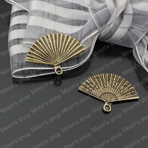 Wholesale 24*17mm Antique Bronze Small Fan Alloy Flat Charms Pendants Diy Findings Accessories 30 pieces (JM592)