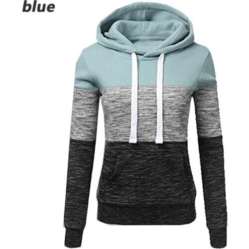 2021 Autumn Winter Women Sportswear Hoodies Long Sleeve Patchwork Pullover Casual Tops Hooded Sweatshirt Female Outwear S-4XL