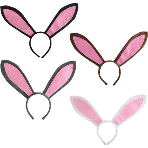 Easter Long Bunny Ears Headband Lovely Rabbit Animal Cosplay Plush Hair Hoop Bandana Holiday Party Hair Accessories