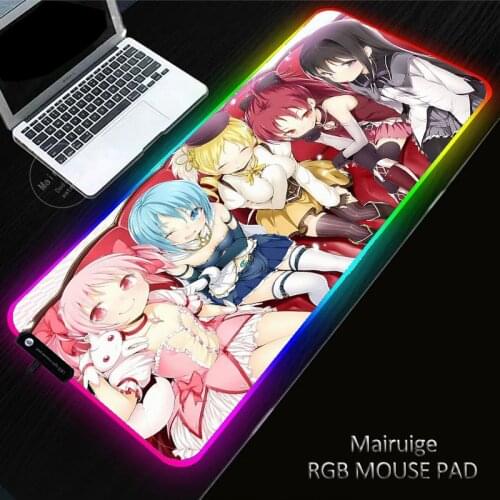 RGB Gaming Puella Magi Madoka Magica Anime Mouse Pad Computer Gamer Mousepad Large Rubber No-slip Mat PC Laptop Keyboard Desk